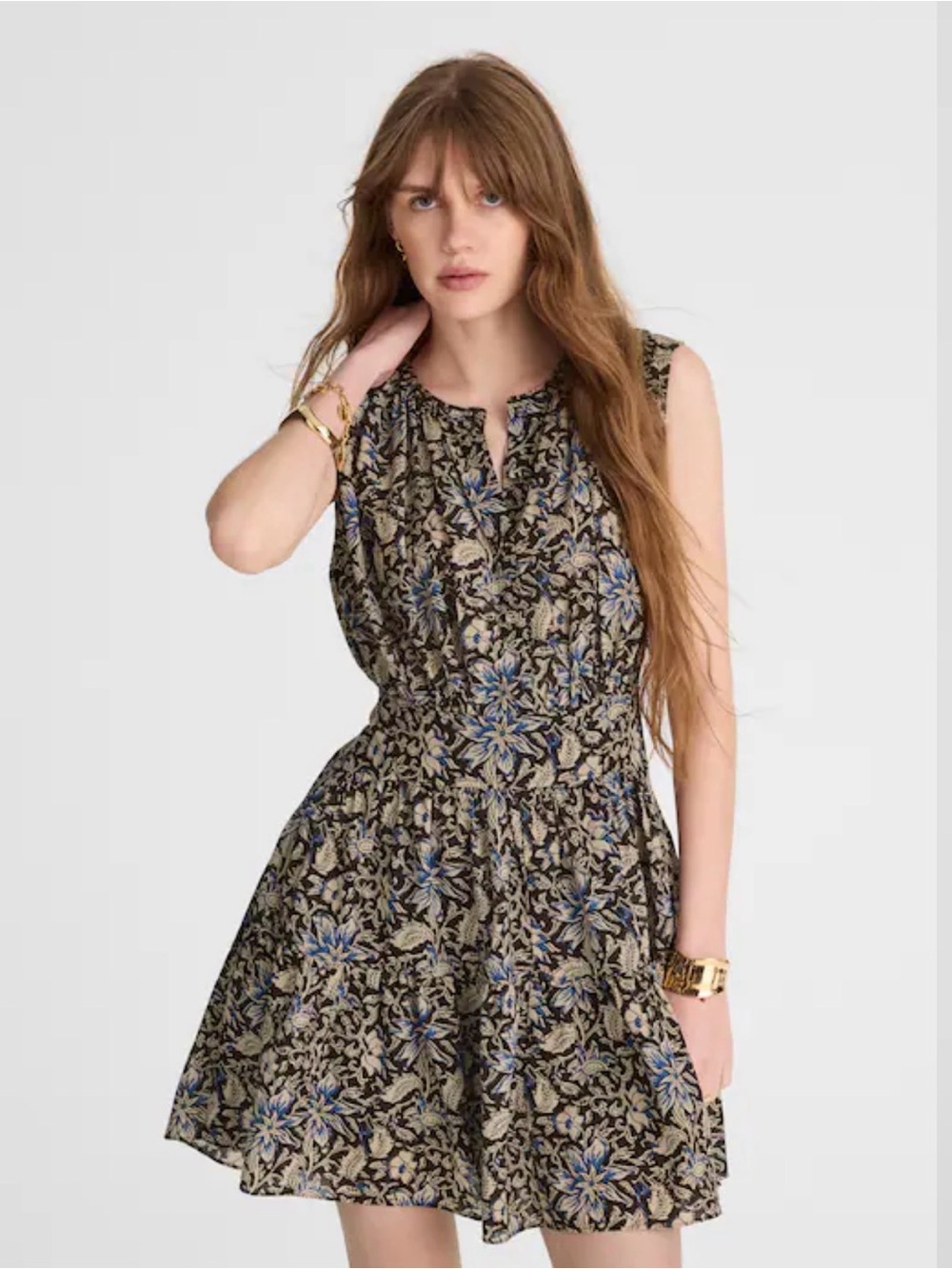 Madewell Gathered Button-Front Mini Dress in Floral